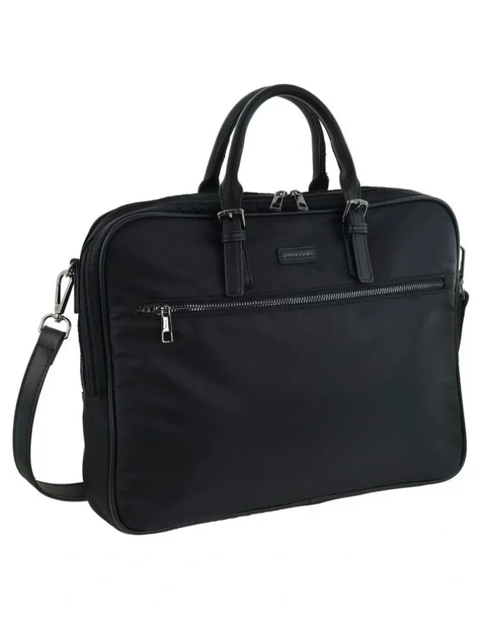 PIERRE CARDIN Nylon Business Laptop Bag in Black