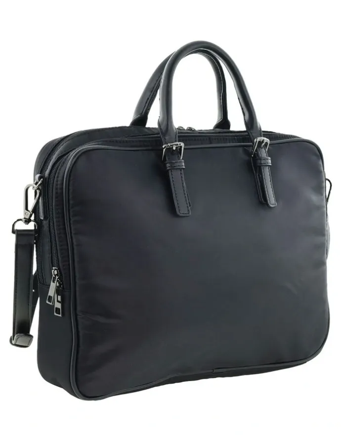 PIERRE CARDIN Nylon Business Laptop Bag in Black