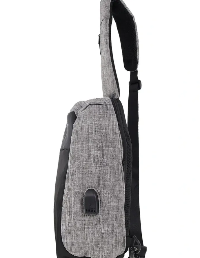 PIERRE CARDIN Nylon Sling Bag in Grey