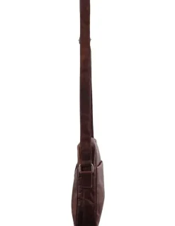 PIERRE CARDIN Pierre Cardin Rustic Leather iPad Bag in Chocolate