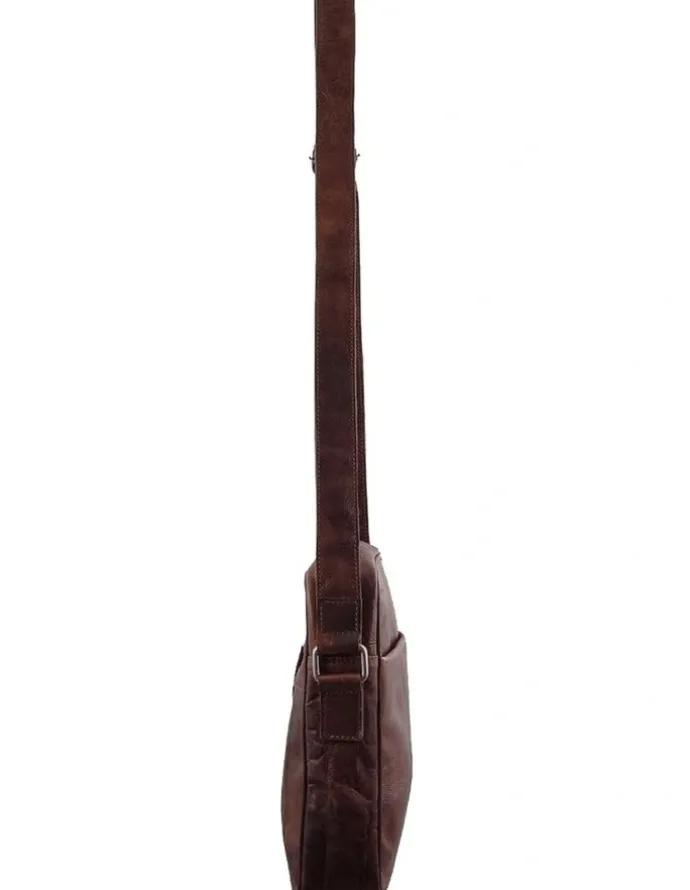 PIERRE CARDIN Pierre Cardin Rustic Leather iPad Bag in Chocolate