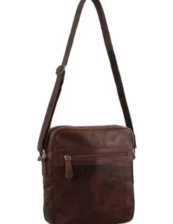 PIERRE CARDIN Pierre Cardin Rustic Leather iPad Bag in Chocolate
