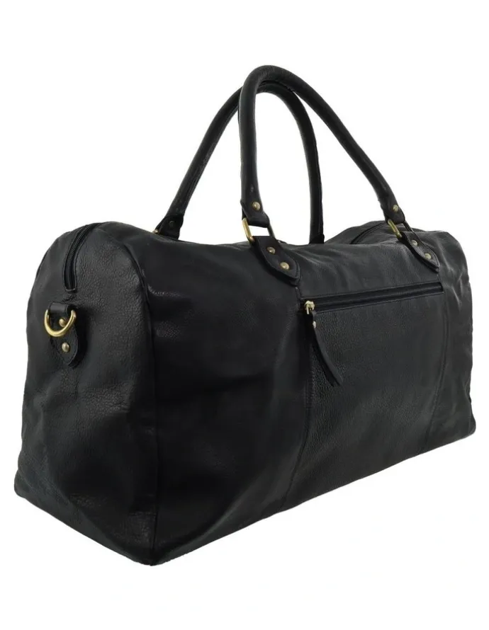 PIERRE CARDIN Pierre Cardin Vintage Genuine Leather Overnight Bag in Black