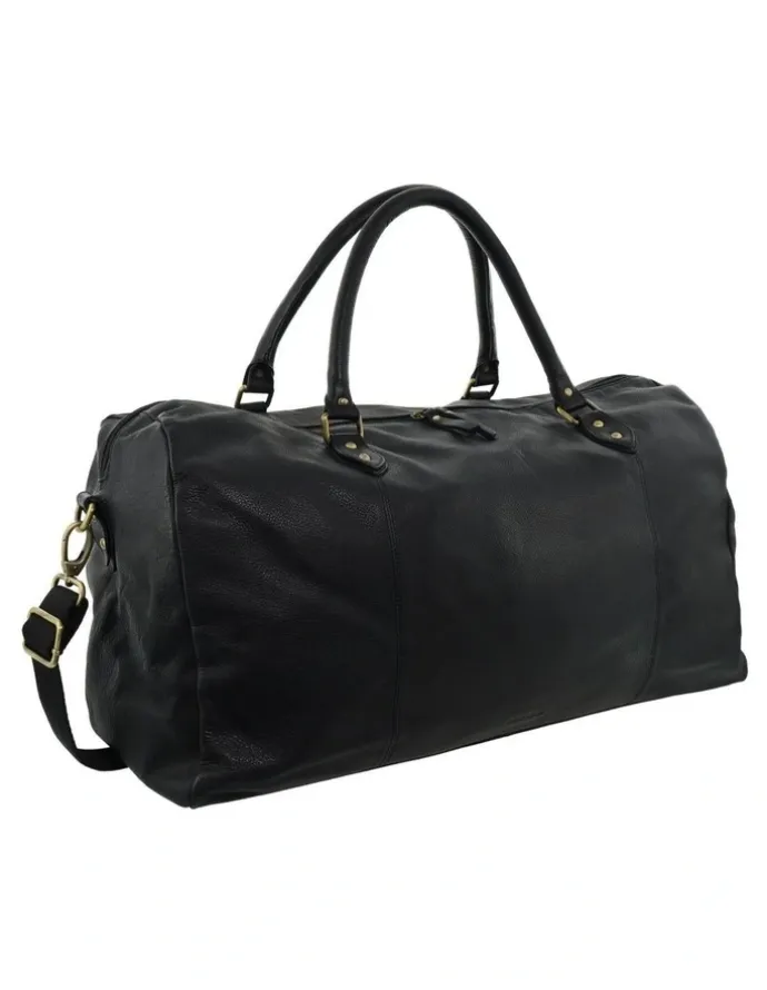PIERRE CARDIN Pierre Cardin Vintage Genuine Leather Overnight Bag in Black