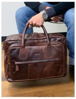 PIERRE CARDIN Pierre Cardin Rustic Leather Business Bag in Dark Chocolate