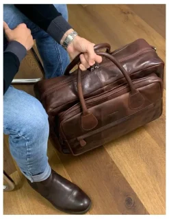 PIERRE CARDIN Pierre Cardin Rustic Leather Business Bag in Dark Chocolate