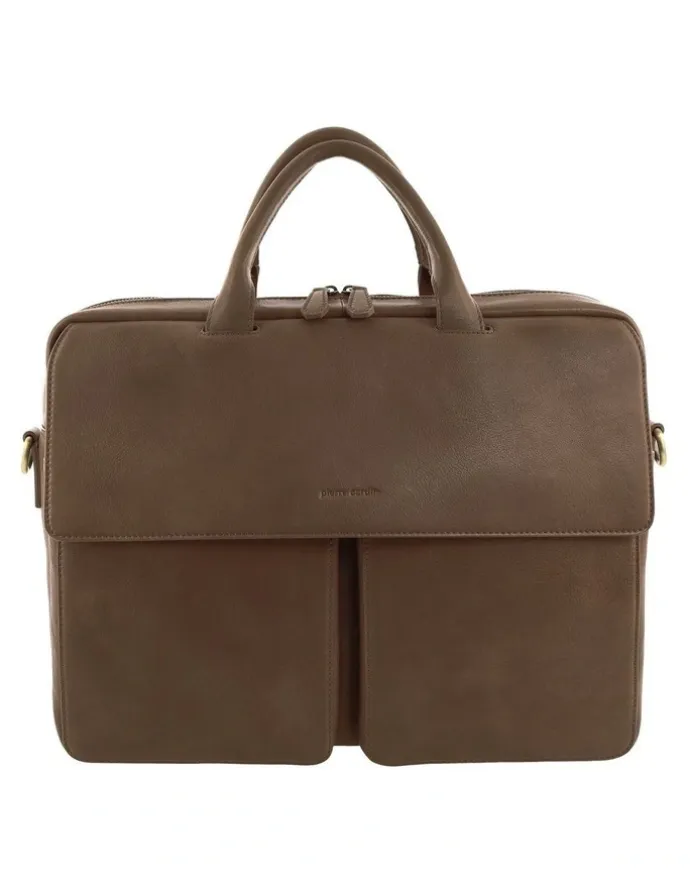 PIERRE CARDIN Pierre Cardin Leather Classic Messenger/Computer Bag in Oak