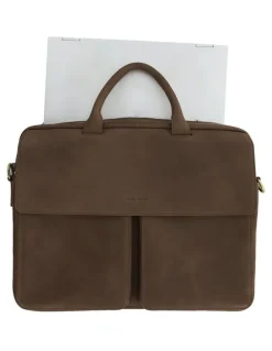 PIERRE CARDIN Pierre Cardin Leather Classic Messenger/Computer Bag in Oak