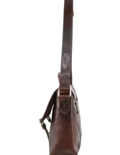 PIERRE CARDIN Rustic Leather Computer Bag in Chocolate