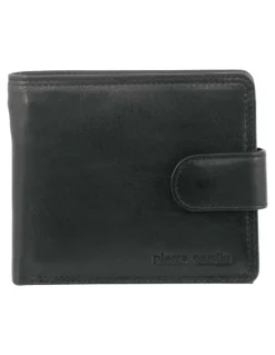 PIERRE CARDIN Rustic Leather Wallet in Black