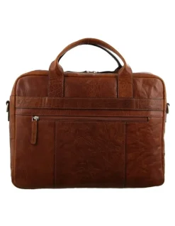 PIERRE CARDIN Rustic Leather Computer/Business Bag in Chestnut