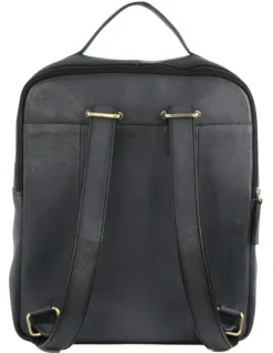 PIERRE CARDIN Rustic Leather Business Backpack in Black