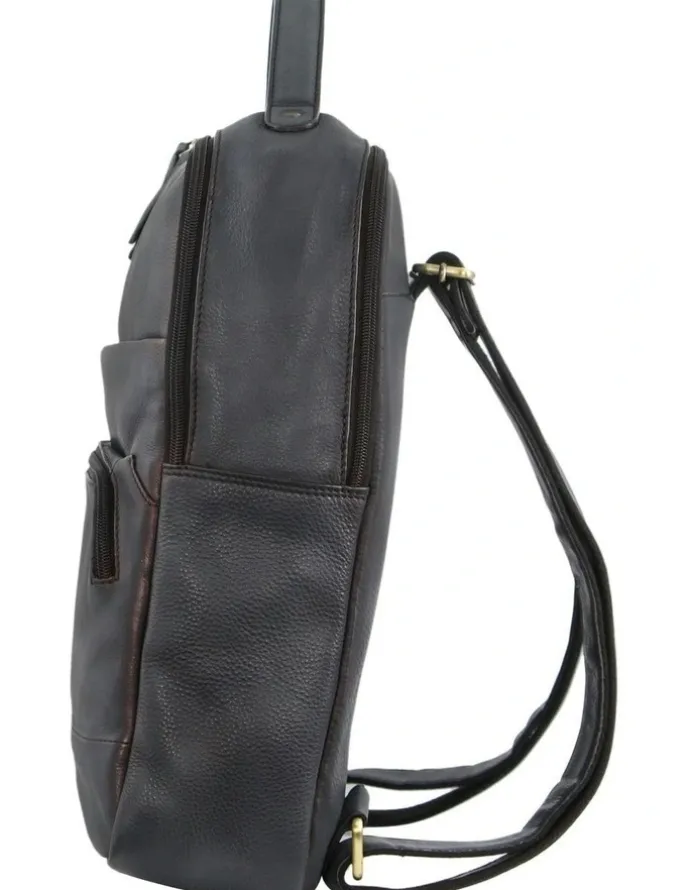 PIERRE CARDIN Rustic Leather Business Backpack in Black