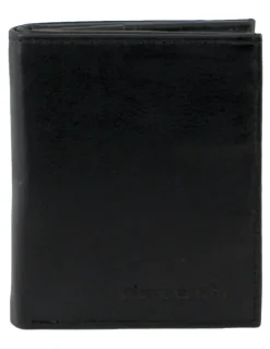 PIERRE CARDIN Rustic Leather Slim Bi-Fold Wallet in Black