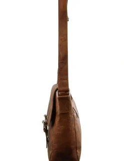 PIERRE CARDIN Rustic Leather Computer Bag in Brown