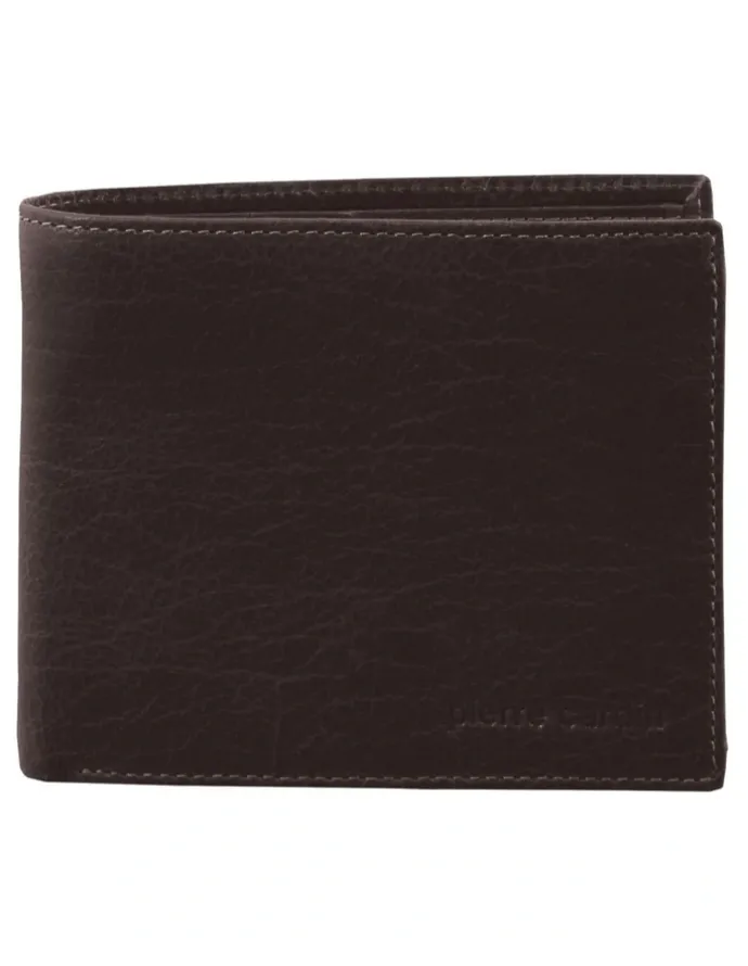 PIERRE CARDIN Rustic Leather Tri-Fold Wallet in Brown
