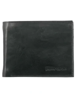PIERRE CARDIN Rustic Leather Tri-Fold Men's Wallet in Black