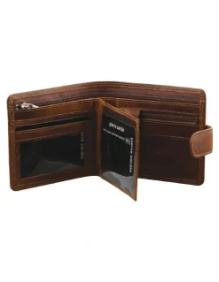 PIERRE CARDIN Rustic Leather Wallet in Cognac