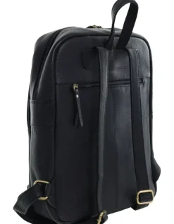 PIERRE CARDIN Vintage Leather Laptop Backpack in Black
