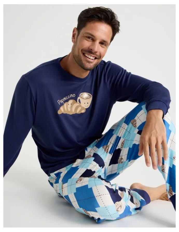 PJ Club Cosy Knit Pyjama Set in Poppaccino Print