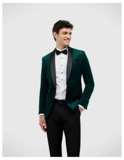 Politix Black Tie Velvet Tuxedo in Emerald