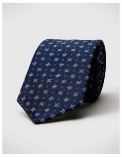 Politix Geo Jacquard Silk Tie in Navy