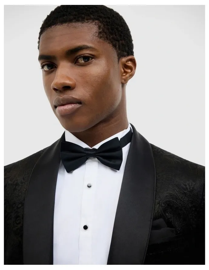 Politix Gerald Velvet Paisley Tuxedo Jacket in Black