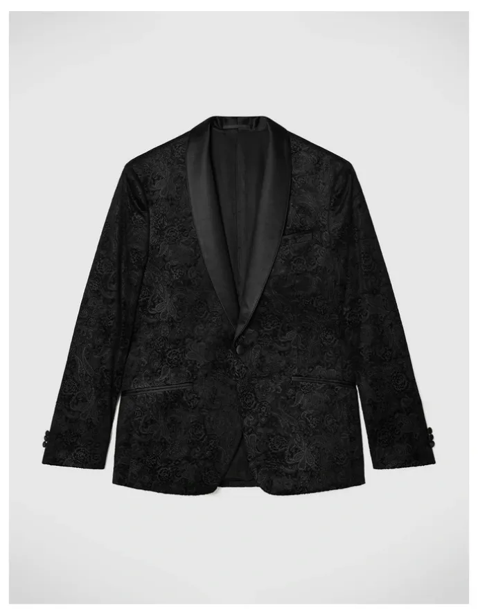 Politix Gerald Velvet Paisley Tuxedo Jacket in Black