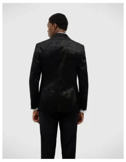 Politix Gerald Velvet Paisley Tuxedo Jacket in Black