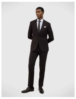 Politix Henson Textured Tailored Jacket in Chocolate