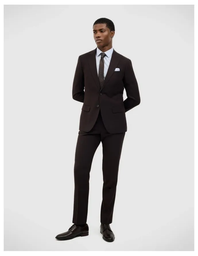 Politix Henson Textured Tailored Jacket in Chocolate