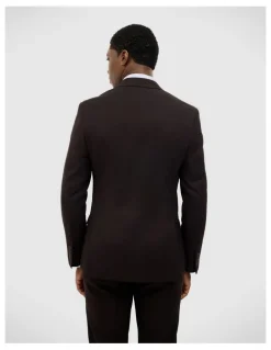 Politix Henson Textured Tailored Jacket in Chocolate