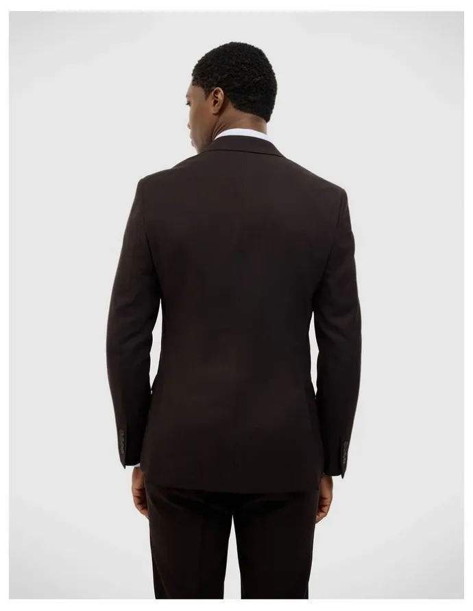 Politix Henson Textured Tailored Jacket in Chocolate