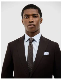 Politix Henson Textured Tailored Jacket in Chocolate