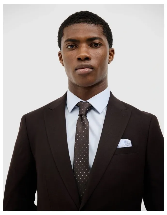 Politix Henson Textured Tailored Jacket in Chocolate