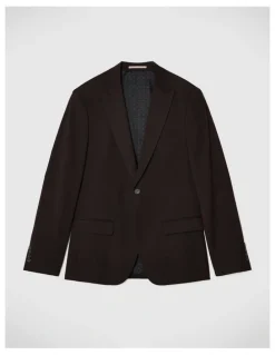 Politix Henson Textured Tailored Jacket in Chocolate