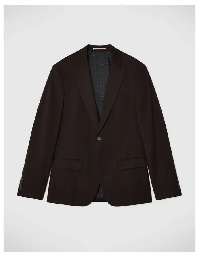 Politix Henson Textured Tailored Jacket in Chocolate