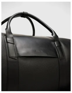 Politix Leather Weekender Bag in Black