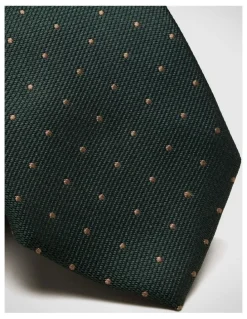 Politix Martin Spot Silk Tie in Dk Khaki