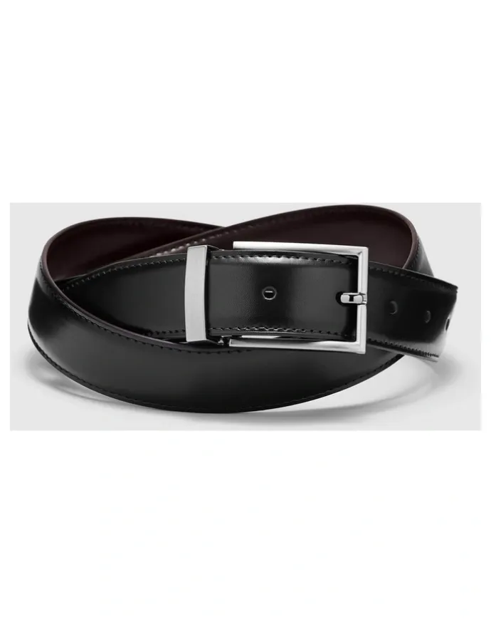Politix Reversible Leather Belt in Black/brown