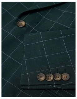 Politix Sebastian Windowpane Check Tailored Jacket in Khaki Windowpane