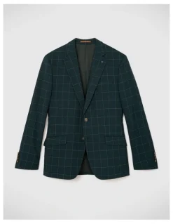 Politix Sebastian Windowpane Check Tailored Jacket in Khaki Windowpane