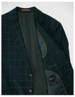 Politix Sebastian Windowpane Check Tailored Jacket in Khaki Windowpane
