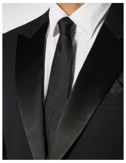 Politix Silk Paisley Jacquard Tie in Black