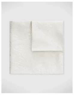 Politix Silk Paisley Jacquard Pocket Square in Ivory