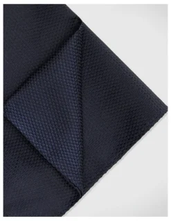 Politix Silk Textured Two-Tone Pocket Square in Navy