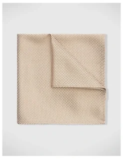 Politix Silk Textured Two-tone Pocket Square in Latte