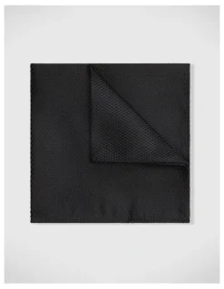Politix Silk Textured Two-tone Pocket Square in Black