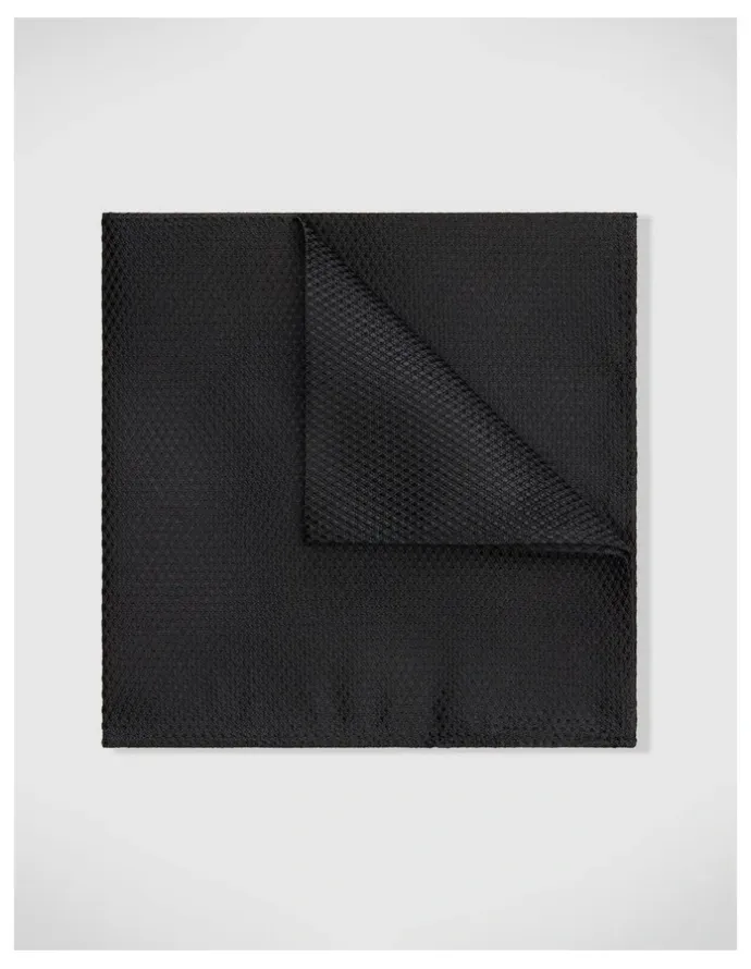 Politix Silk Textured Two-tone Pocket Square in Black