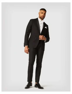 Politix Slim Fit Tuxedo Pant in Black Chintz